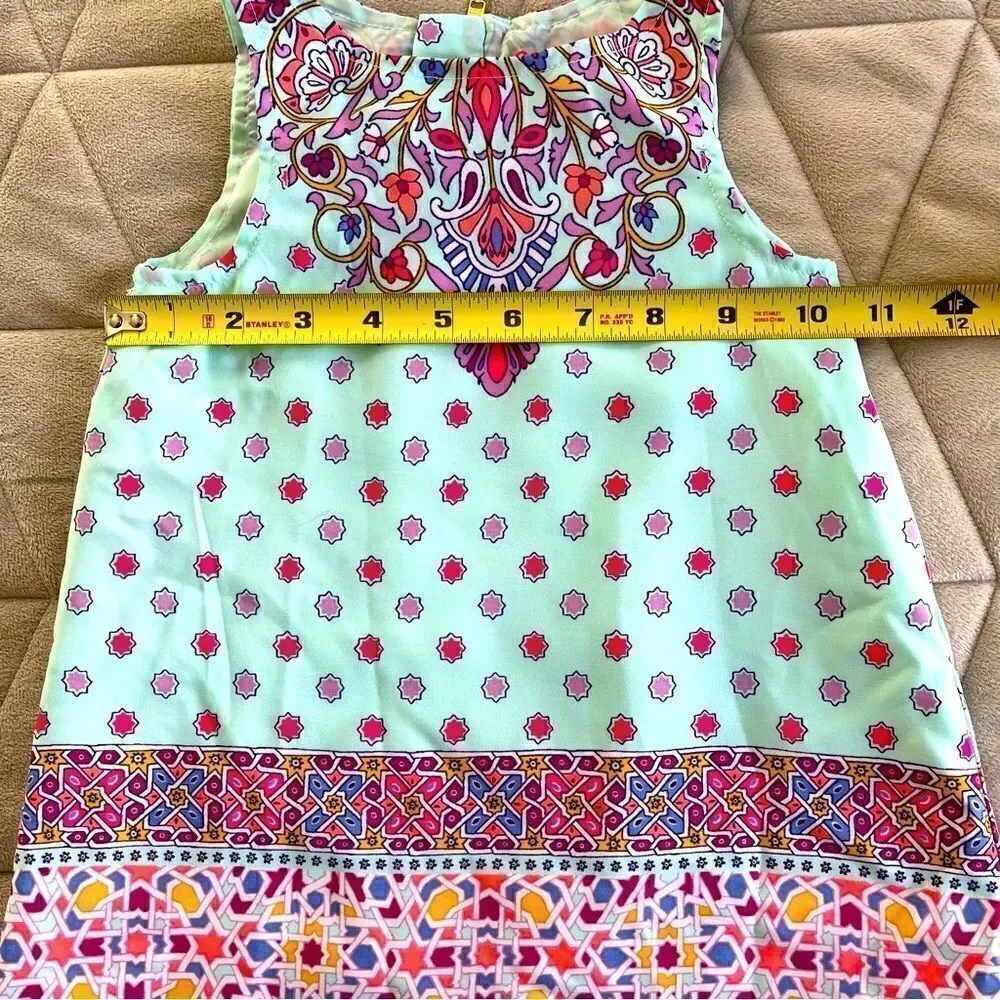 OshKosh Genuine Kids Girls Teal Fully Lined Bright Colored Trapeze Style Dress